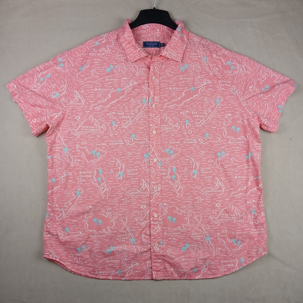 Vineyard Vines 2XB Mens Shirt Button Up Short Sleeve 28x31 **Fits A 3XLT **